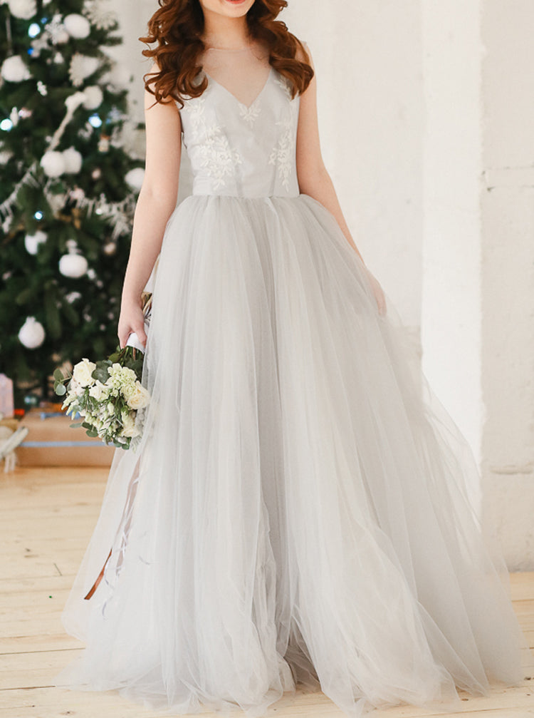 Silver A-line Wedding Dresses,Outdoor Tulle Bridal Gown,WD00832, US26W / Ivory Silver A-line Wedding Dresses,Outdoor Tulle Bridal Gown,WD00832, US26W / Ivory