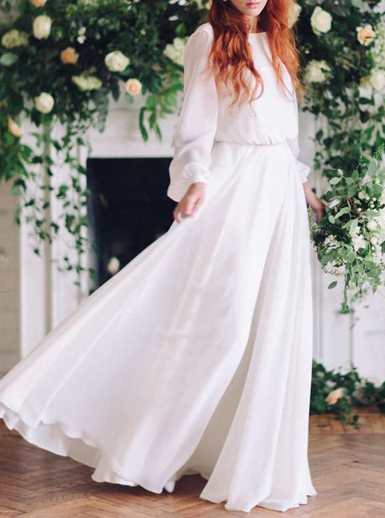 bishop sleeve wedding dress Willowby 58714S Olena Sleeves Cutout Back this gown is designed for the contemporary bride who appreciates understated drama and classic charm Elegant V-Neck Wedding Dress with