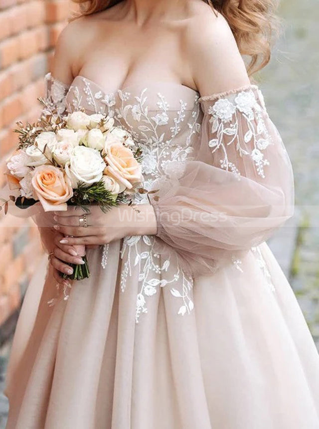Sweetheart Neckline Short Wedding Dress A line Dress with Removable Sleeves WD00838