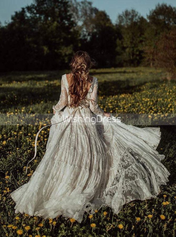 Long Sleeves Wedding Dresses,Lace Wedding Dress,Backless Bridal Dress,Boho Bridal Dress,WD00129 Long Sleeves Wedding Dresses,Lace Wedding Dress,Backless Bridal Dress,Boho Bridal Dress,WD00129