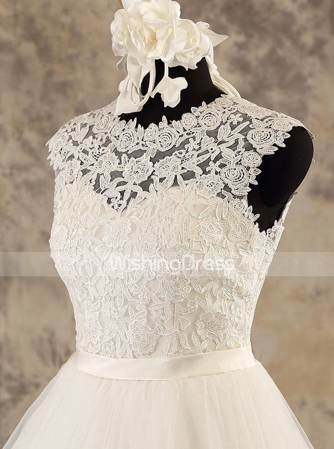 A line Classic Wedding Dress High Neck Wedding Dress WD00580
