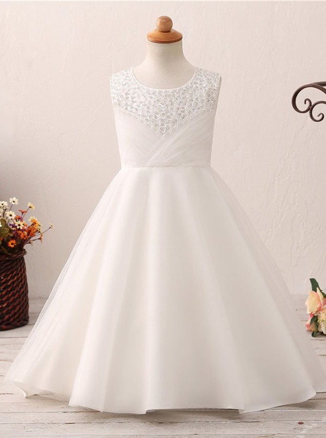 A-Line Flower Girl Dresses,Full Length Flower Girl Dress,Lovely Flower Girl Dress,FD00056, Child14 / Champagne