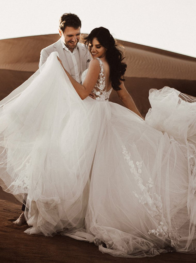 A-line Tulle Wedding Dresses,Princess Wedding Dress,WD00423, US16 / Ivory A-line Tulle Wedding Dresses,Princess Wedding Dress,WD00423, US16 / Ivory