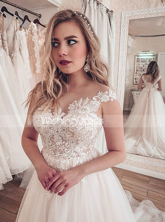 A-Line Wedding Dress Plus Size,Classic Wedding Dress,WD00635, US10 / Champagne A-Line Wedding Dress Plus Size,Classic Wedding Dress,WD00635, US10 / Champagne