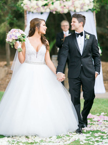 Attractive Wedding Gown,Tulle Open Back Wedding Gown,WD00340