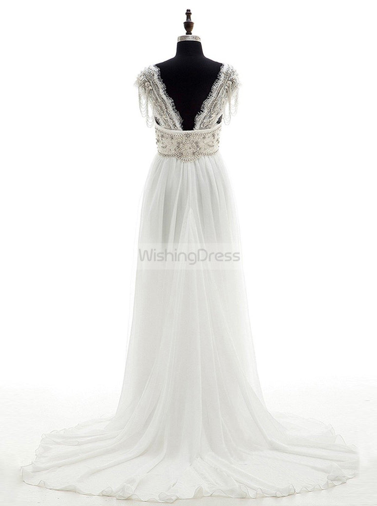 Beach Wedding Dresses,Beaded Chiffon Wedding Dress,Boho Wedding Dress,WD00101, US14W / Ivory Beach Wedding Dresses,Beaded Chiffon Wedding Dress,Boho Wedding Dress,WD00101, US14W / Ivory