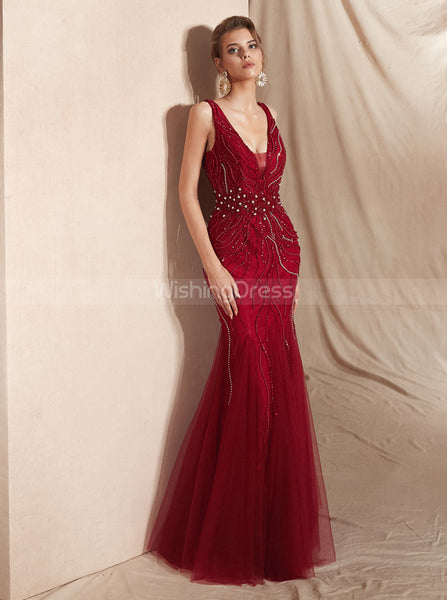 Beaded Evening Dresses,Luxurious Prom Dress,PD00417