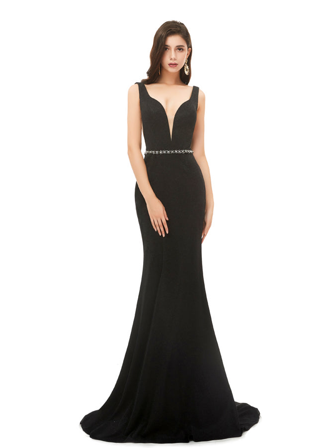 green emerald velvet dress Trumpet/Mermaid Prom Dresses Scoop Black Beading Long Prom Dress/Evening  Dress SED507