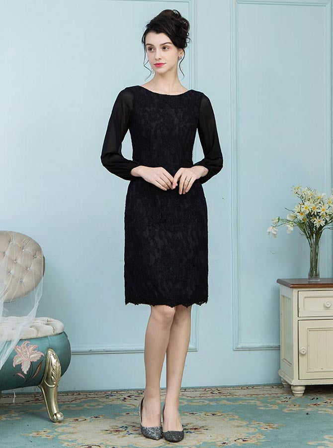 Black Mother of The Bride Dress,Mother Dress with Long sleeves,knee Length Mother Dress,MD00008, US20W / Royal Blue Black Mother of The Bride Dress,Mother Dress with Long sleeves,knee Length Mother Dress,MD00008, US20W / Royal Blue