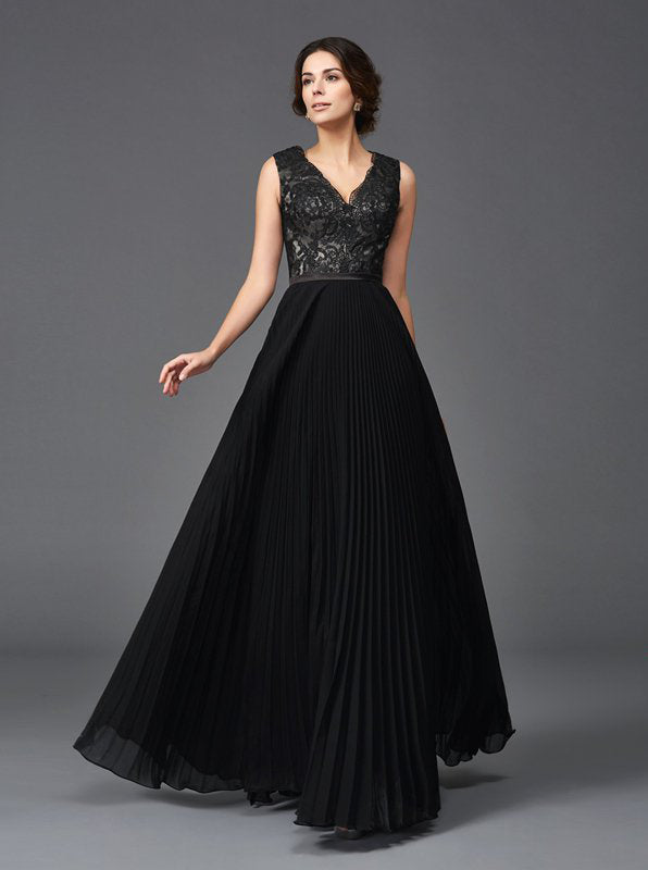 Black Mother of the Bride Dresses,Pleated Mother Dresses,Elegant