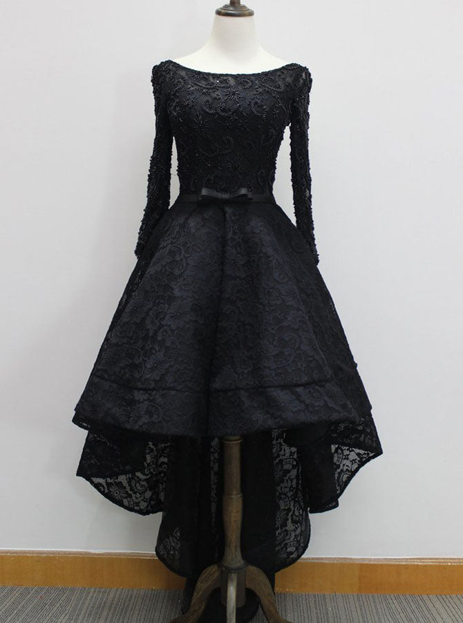 Black Prom Dresses with Sleeves,High Low Prom Dress,Lace Homecoming Dress,PD00305, US16 / Royal Blue Black Prom Dresses with Sleeves,High Low Prom Dress,Lace Homecoming Dress,PD00305, US16 / Royal Blue