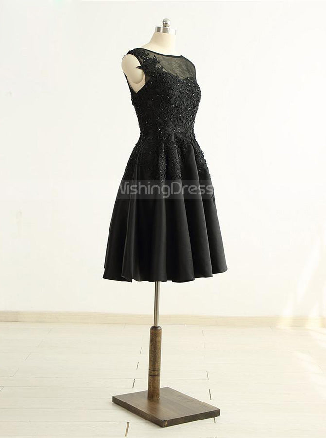 Black Satin Homecoming Dresses,Sweet 16 Dress,Short Prom Dress,HC00174 - Wishingdress Black Satin Homecoming Dresses,Sweet 16 Dress,Short Prom Dress,HC00174 - Wishingdress