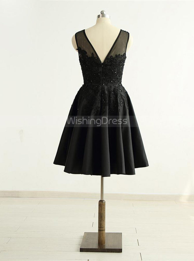 Black Satin Homecoming Dresses,Sweet 16 Dress,Short Prom Dress,HC00174, US16 / Red
