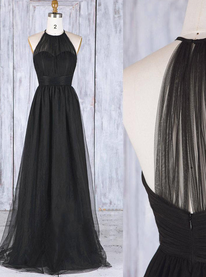 Black Tulle Bridesmaid Dresses,Halter Bridesmaid Dress,BD00345 Black Tulle Bridesmaid Dresses,Halter Bridesmaid Dress,BD00345