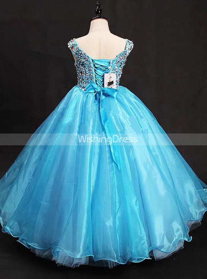 Blue Girls Pageant Ball Dresses,Beaded Girls Special Occasion Dress,GPD0017, J12 / Mint Green