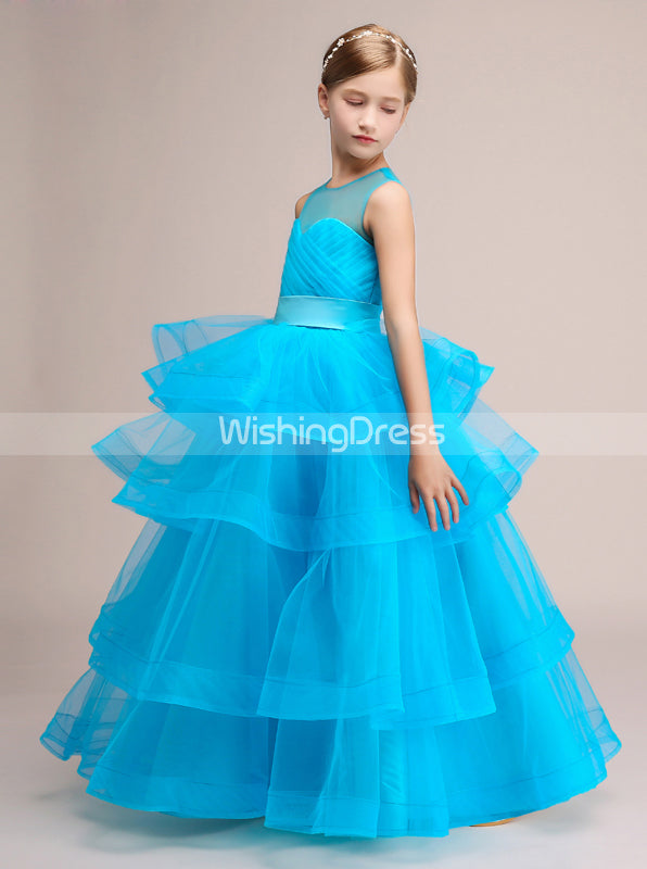 Blue Junior Party Dresses Junior Bridesmaid Dresses Ruffled Flower