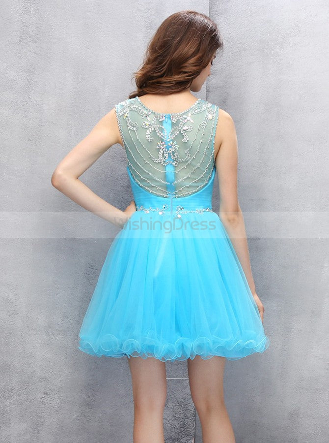 princess polly baby blue dress Adrianna Papell Beaded Mesh Flutter Sleeve Dress main image 1