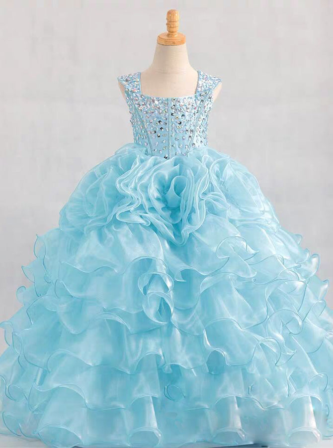 Blue Unique Little Girls Pageant Gowns,Formal Junior Party Gowns,GPD0051, J16 / Mint Green