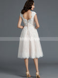 Blush Wedding Dresses,Knee Length Wedding Dress,Vintage Wedding Dress,WD00302