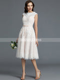 Blush Wedding Dresses,Knee Length Wedding Dress,Vintage Wedding Dress,WD00302