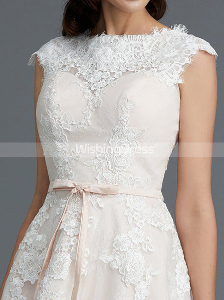 Blush Wedding Dresses,Knee Length Wedding Dress,Vintage Wedding Dress,WD00302