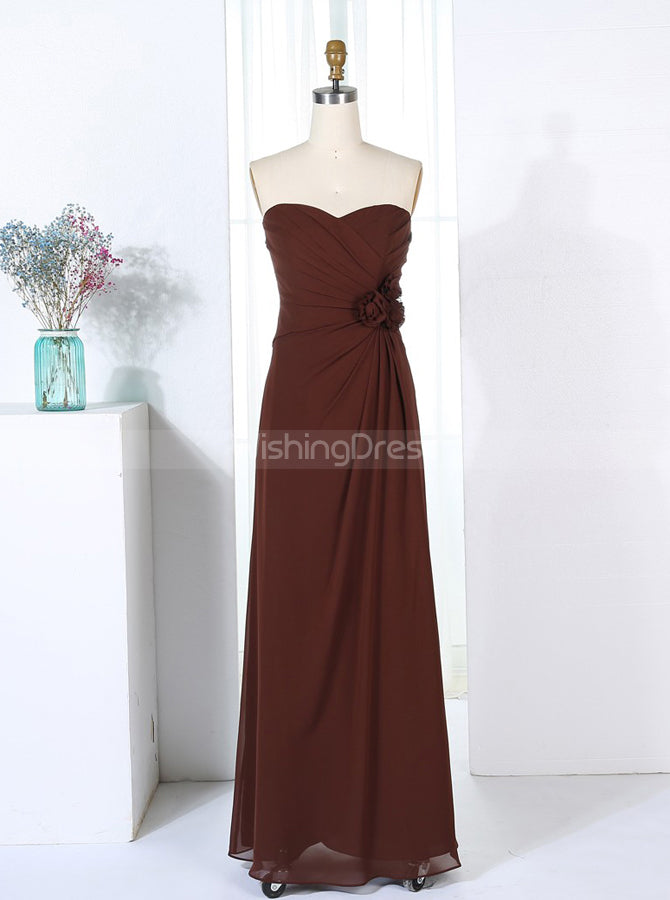 Brown Bridesmaid Dresses,Full Length Bridesmaid Dress,Bridesmaid Dress with Flower,BD00286, US8 / Burgundy