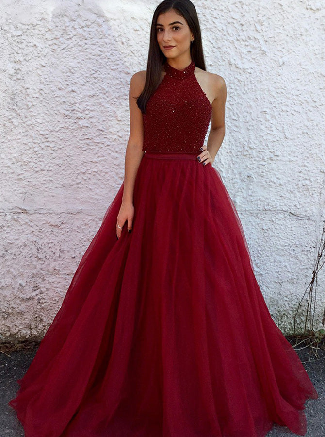 Burgundy Beaded Prom Dress,Elegant Prom Dress,Sparkly Long Prom Dress - Wishingdress Burgundy Beaded Prom Dress,Elegant Prom Dress,Sparkly Long Prom Dress - Wishingdress