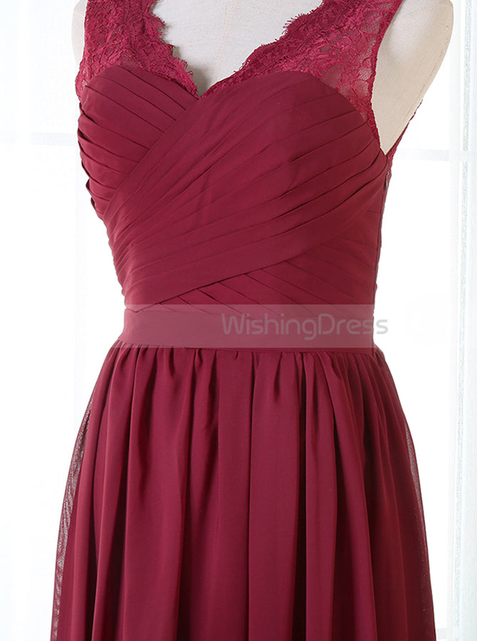 Burgundy Bridesmaid Dress,Chiffon Long Bridesmaid Dress,Elegant Bridesmaid Dress,BD00078, US8 / Burgundy