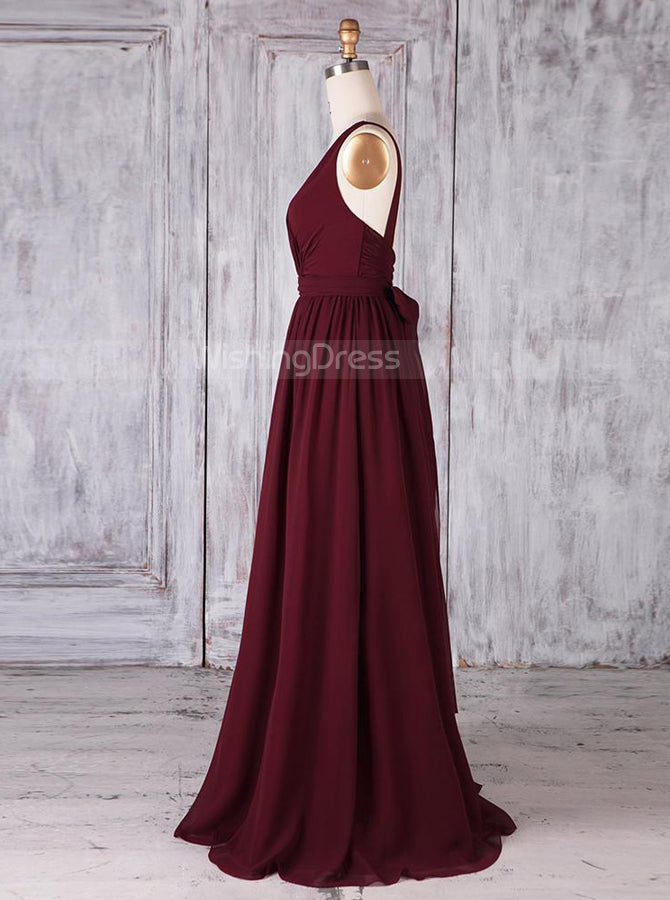 Burgundy Bridesmaid Dresses,Classic Bridesmaid Dress,Modest