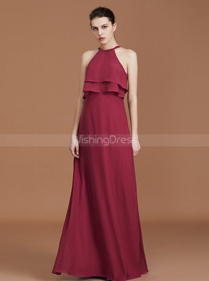 british home stores bridesmaid dresses Burgundy Bridesmaid Dresses,Lace Chiffon Bridesmaid Dress,Long Bridesm main image 0