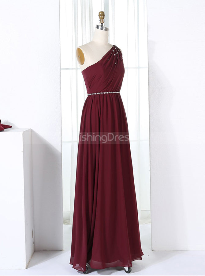 Burgundy Bridesmaid Dresses,One Shoulder Bridesmaid Dress,Elegant Brid - Wishingdress Burgundy Bridesmaid Dresses,One Shoulder Bridesmaid Dress,Elegant Brid - Wishingdress