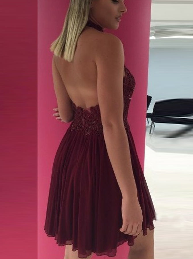 Burgundy Cocktail Dresses,Halter Cocktail Dress,Short Cocktail Dress,CD00045, US26W / Pink Burgundy Cocktail Dresses,Halter Cocktail Dress,Short Cocktail Dress,CD00045, US26W / Pink