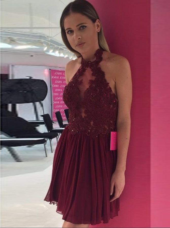 Burgundy Cocktail Dresses,Halter Cocktail Dress,Short Cocktail Dress,CD00045, US26W / Pink Burgundy Cocktail Dresses,Halter Cocktail Dress,Short Cocktail Dress,CD00045, US26W / Pink