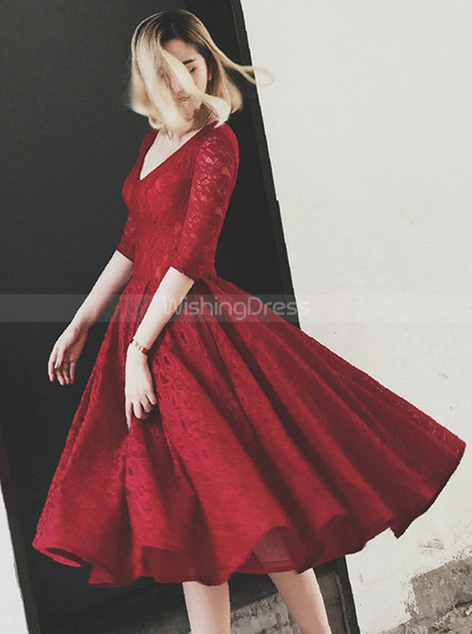Burgundy Lace Party Dresses,Vintage Homecoming Dresses with Sleeves,HC00169 Burgundy Lace Party Dresses,Vintage Homecoming Dresses with Sleeves,HC00169