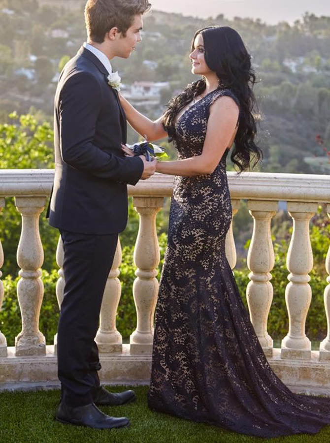 Classic Royal Blue Evening Dress,Lace V Neck Evening Dress,Elegant Prom Dress PD00076, US16 / Black Classic Royal Blue Evening Dress,Lace V Neck Evening Dress,Elegant Prom Dress PD00076, US16 / Black