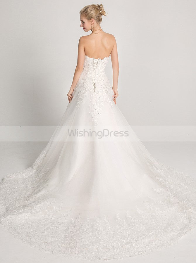 aline dresses white Classic Wedding Dresses,Aline Wedding Dress,White Wedding Dress,Strapless Wedding Gown,WD00016, US18W / White