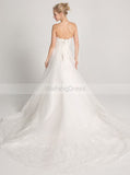 Classic Wedding Dresses,Aline Wedding Dress,White Wedding Dress,Strapless Wedding Gown,WD00016