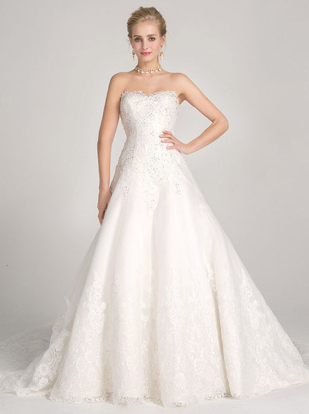 Classic Wedding Dresses,Aline Wedding Dress,White Wedding Dress,Strapless Wedding Gown,WD00016
