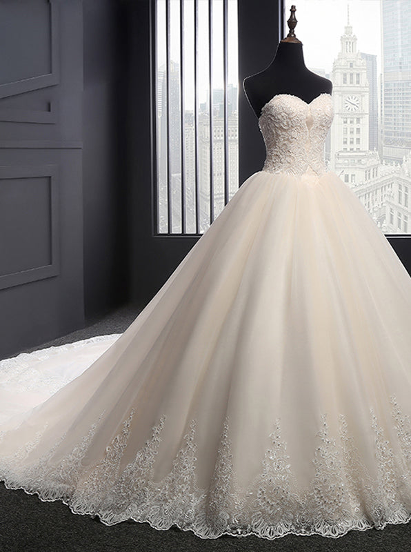 white christmas dresses Off-Shoulder Strapless Appliques Pleated A-Line Classic Wedding Dress –  Loveiss main image 0