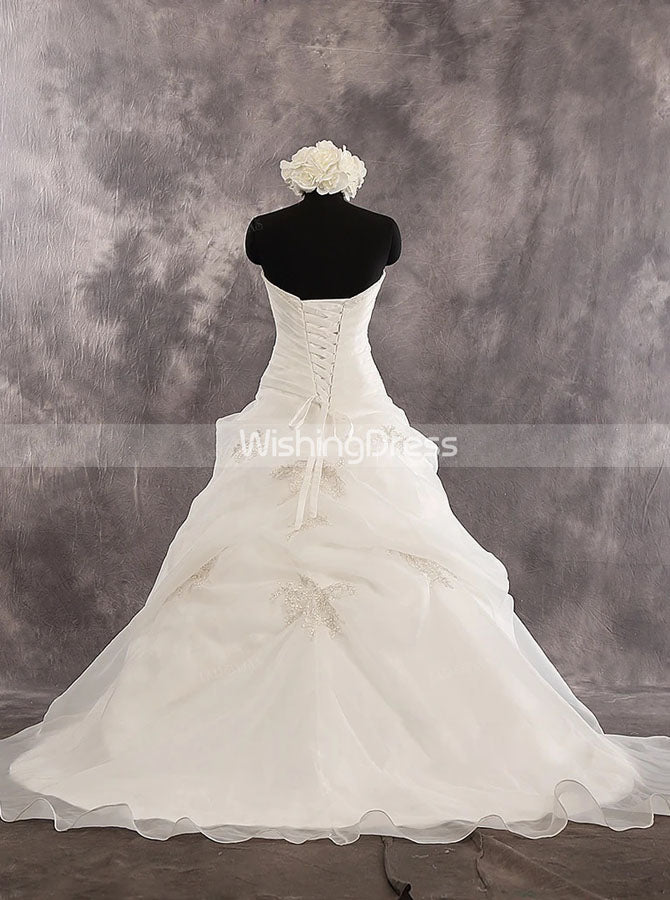 Classic Wedding Gown with Pickups,Sweetheart Organza and Lace Wedding Dress,WD00533, US8 / Ivory Classic Wedding Gown with Pickups,Sweetheart Organza and Lace Wedding Dress,WD00533, US8 / Ivory