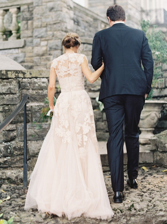 Champagne vintage hotsell wedding dress
