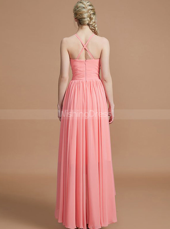 Coral Bridesmaid Dresses,High Low Bridesmaid Dress,Simple Bridesmaid D