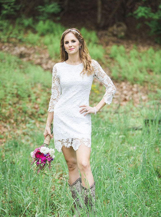Country Short Wedding Dresses,Lace Wedding Dress with Sleeves,WD00343, US2 / Blush Pink Country Short Wedding Dresses,Lace Wedding Dress with Sleeves,WD00343, US2 / Blush Pink