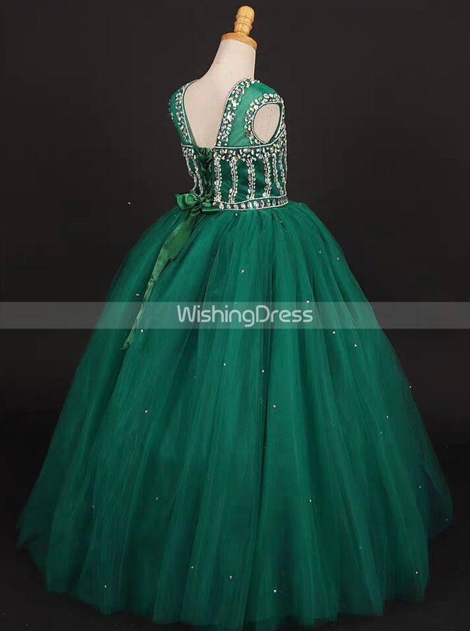 Dark Green Girls Pageant Dresses,Princess Tulle Special Occasion Dress for Teens,GPD0018, J16 / Burgundy