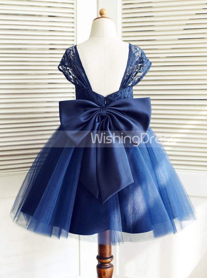 Dark Navy Flower Girl Dress,Short Flower Girl Dress,Flower Girl Dress -  Wishingdress