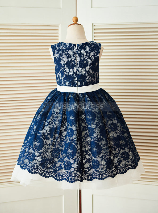 Dark Navy Flower Girl Dresses,Vintage Flower Girl Dress,Lace Flower Gi - Wishingdress Dark Navy Flower Girl Dresses,Vintage Flower Girl Dress,Lace Flower Gi - Wishingdress