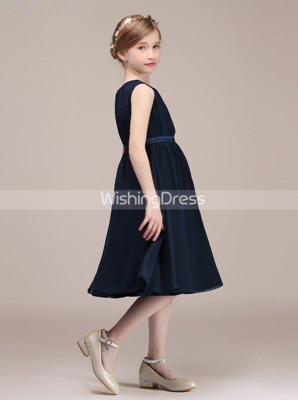 Dark Navy Junior Bridesmaid Dresses,Chiffon Short Junior Bridesmaid Dr -  Wishingdress