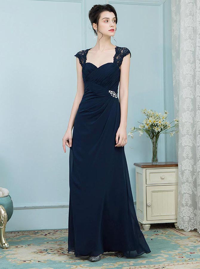 Dark Navy Mother of the Bride Dresses,Elegant Mother Dress,Long Weddin - Wishingdress Dark Navy Mother of the Bride Dresses,Elegant Mother Dress,Long Weddin - Wishingdress