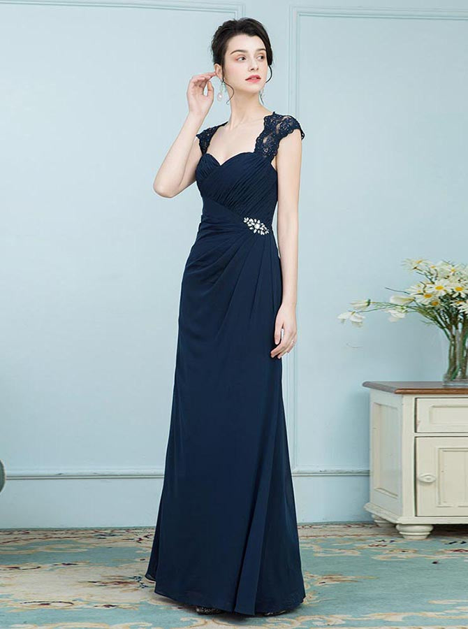 Dark Navy Mother of The Bride Dresses,Elegant Mother Dress,Long Wedding Guest Dress,MD00017, US16W / Royal Blue