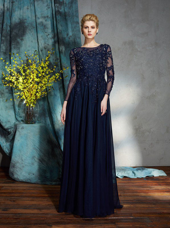 navy blue mother of the bride dress with sleeves Dark Navy Mother of the Bride Dresses,Mother Dress with Sleeves,MD00064, US4 / Red